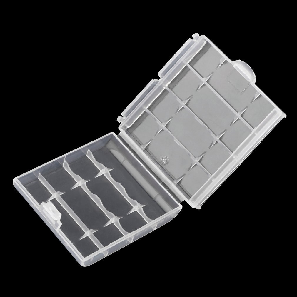 Witte Plastic Batterij Storage Box Hard Plastic Case Cover Houder Voor 4 Stuks Aa Aaa Batterijen Transparant