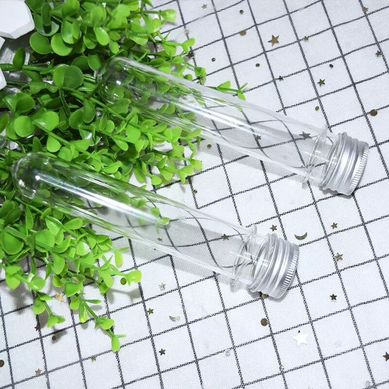 5pcs 100ml plastic Test Tube With Screw Cap Candy capsule PET Bottle Aluminum Cap Packing Tube With Pressure Sensitive Seal Jars