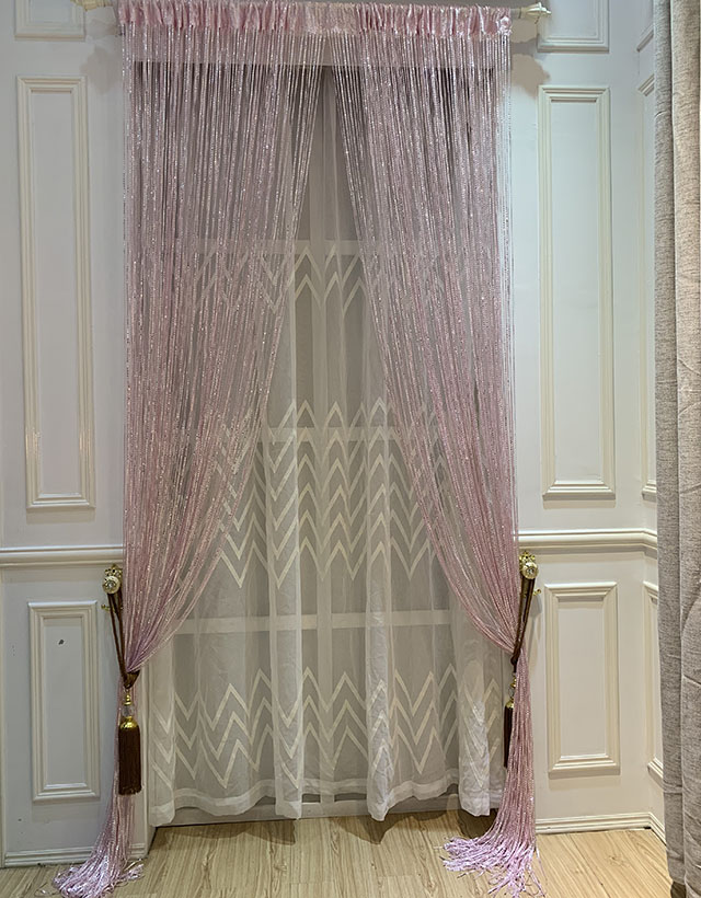 Zidetang glitter s stil polyester sträng dörr gardin frans tråd tofs rumsavdelare gardin panel deco fönster myggnät: Rosa / 100cm by 200cm