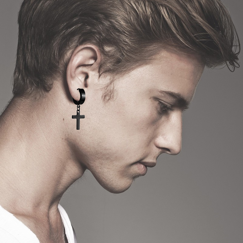 Juego de pendientes Punk de acero inoxidable para hombre y mujer, aretes negros, Piercing de Hip Hop Vintage, accesorios de joyería para la oreja, 1 /11 pares