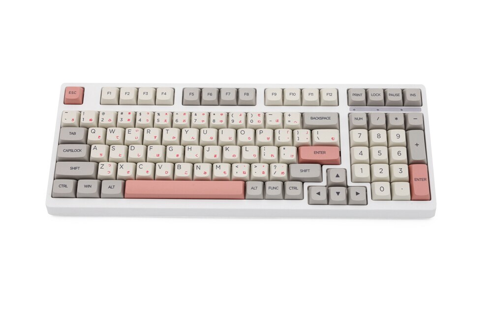 XDA-Conjunto de teclas para teclado, juego de teclas de color gris y Beige, grueso, PBT, para gh60 poker 87 tkl 9009 ansi xd64 bm60 xd68 bm65 bm68, japonés RU, V2 104