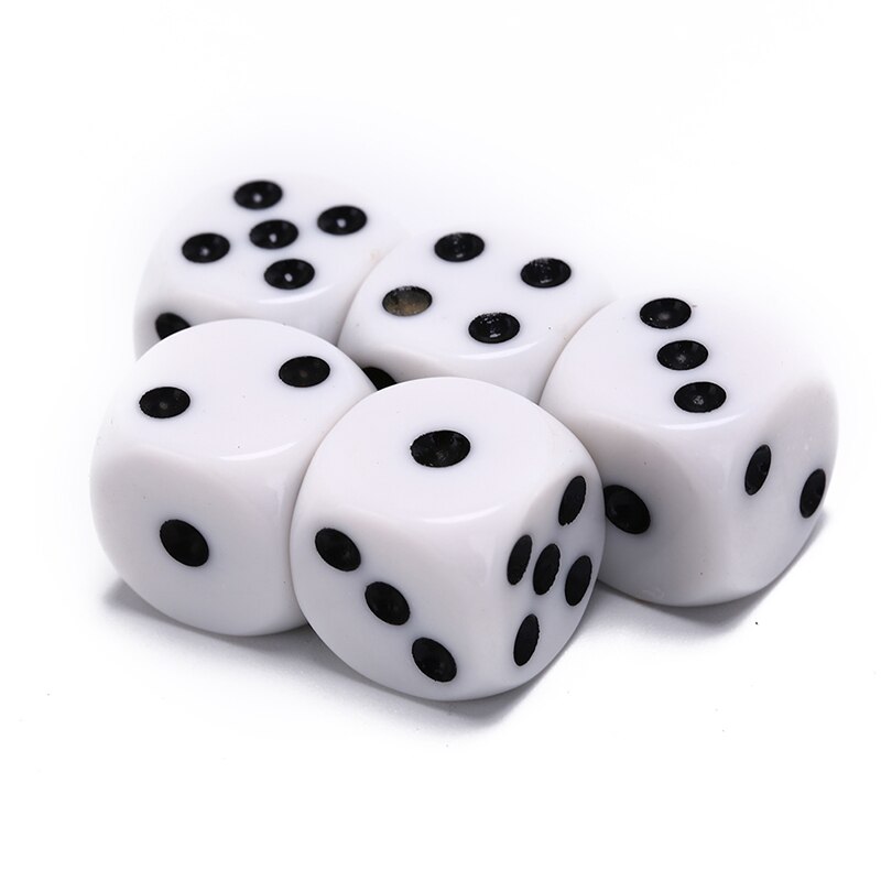 10mm/16mm boire dés acrylique blanc rond coin hexaèdre dés Club Table de fête jeux de jeu RPG jeu de dés 5 pièces/lot: 16mm