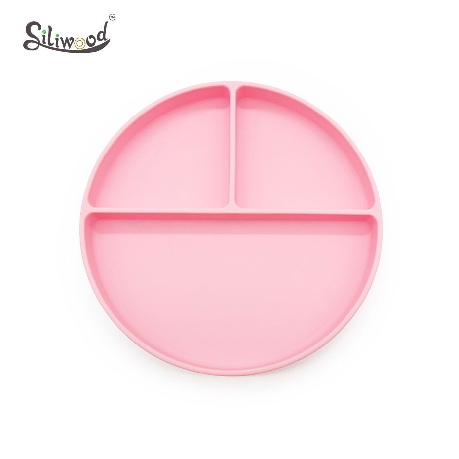 Vauvan astiat silikonilautanen imutarjotin liukueste minimatto taapero astiasto lasten astiasto lasten vauvanruokien syöttökulho: Vaaleanpunainen lautanen