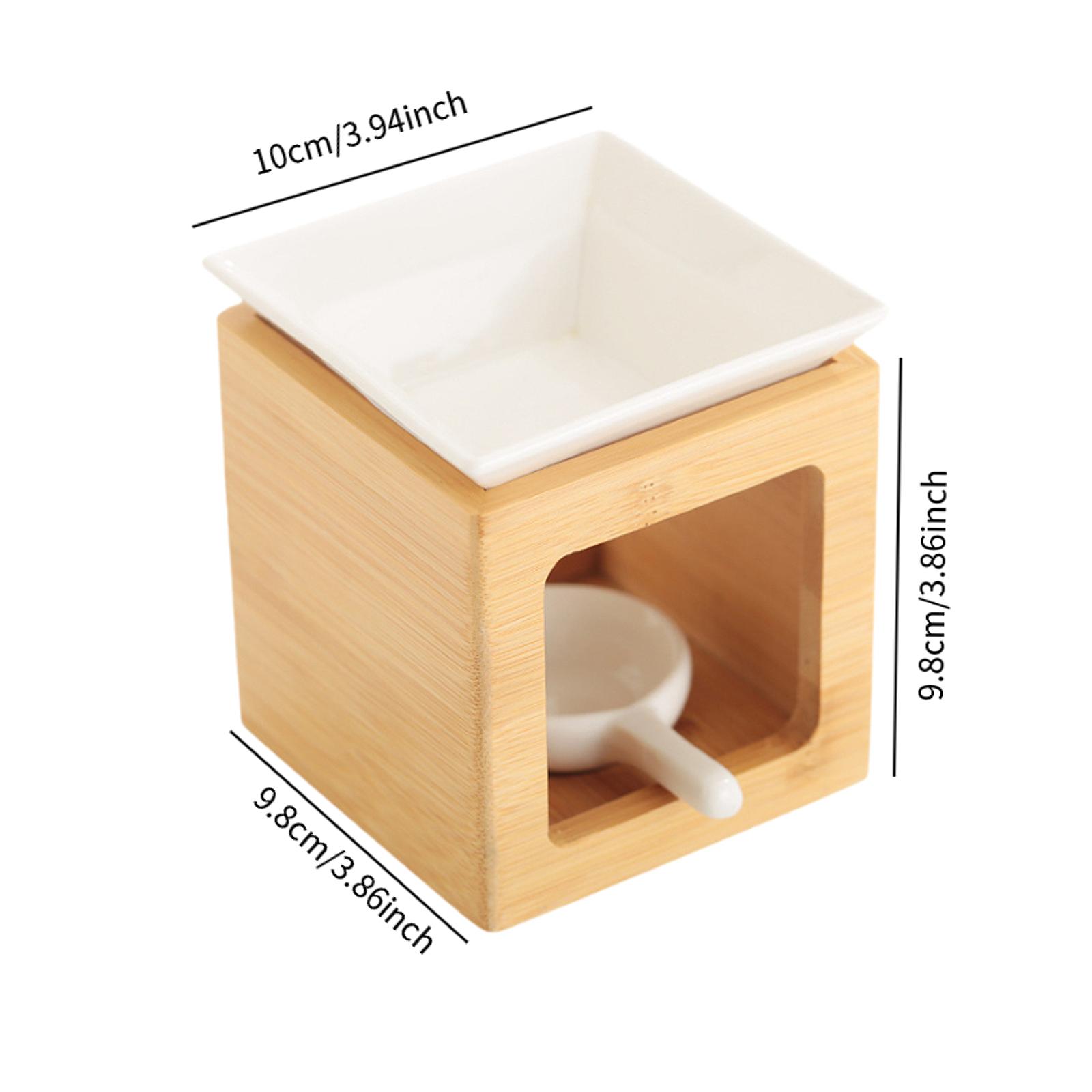 Keramische Kaarshouder Essentiële Olie Brander Diffuser Oven Warmer Theelichtje Kaars Houten Basis Lamp Porselein Woonkamer Decor