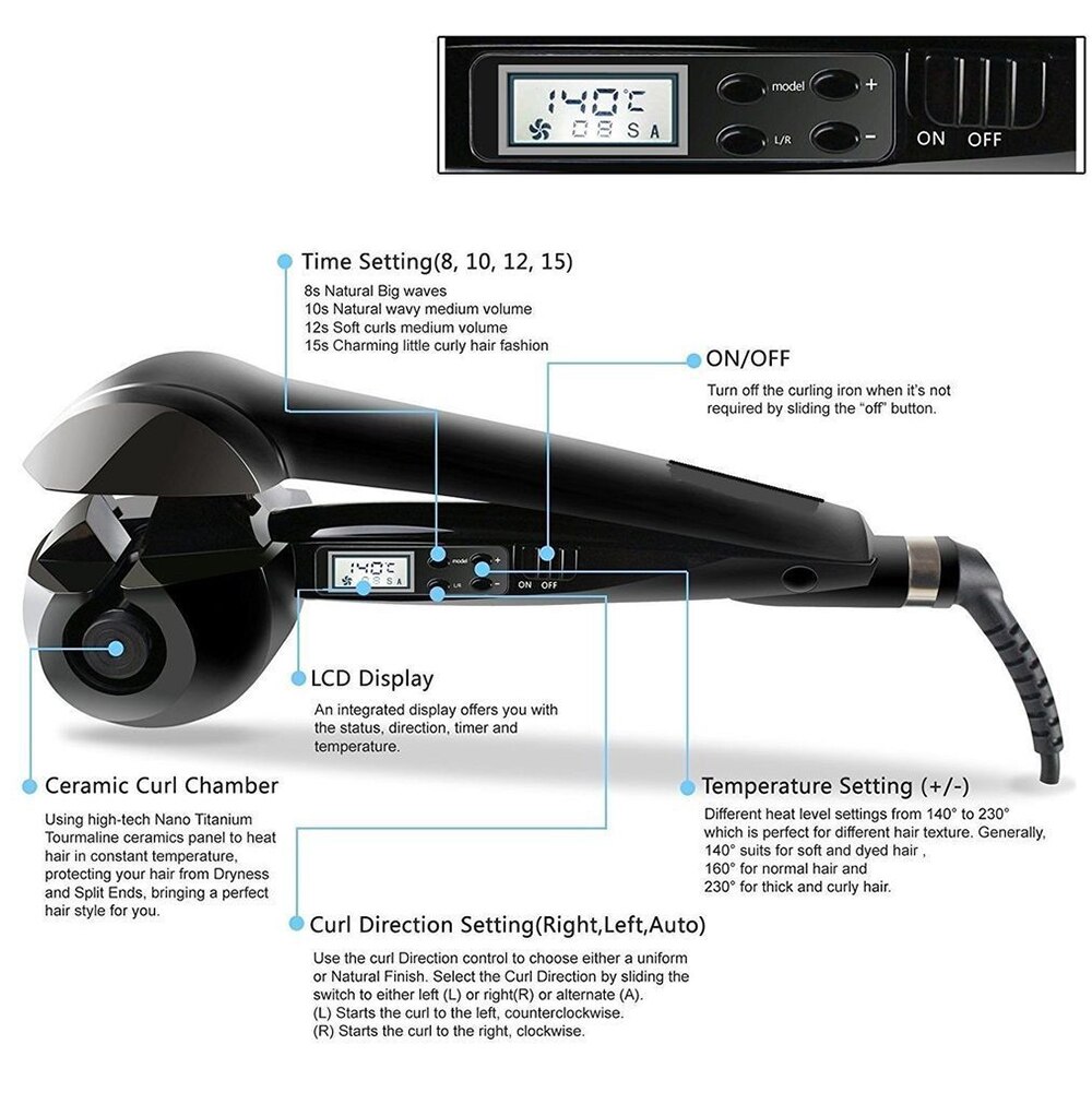 en céramique bigoudi Styler jet de vapeur automatique Curl rapide chauffage outil de coiffure magique cheveux fer à friser baguette