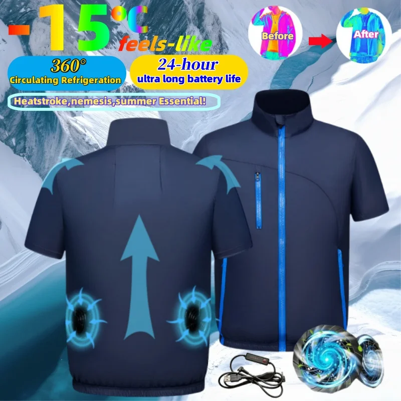 Summer Cooling Fan Vest For Men Usb Lightweight Air Conditioned Hiking Work Clothes For High Temperature Fishing Activities Coat