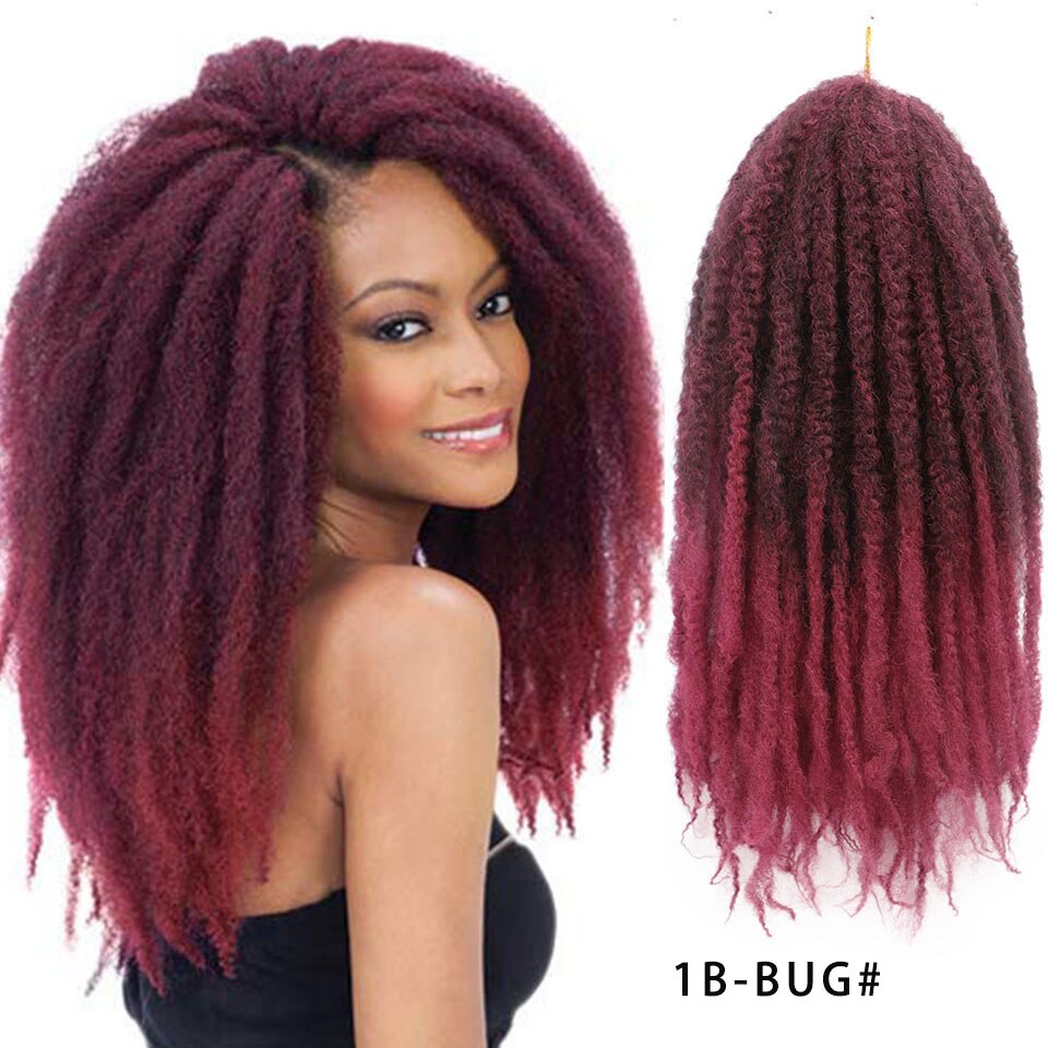 Ombre Marley Braids Hair Crochet Afro Kinky 18 inch Synthetic Braiding Hair Crochet Braids Hair Extensions Bulk: 1B-Bug / 5Pcs/Lot