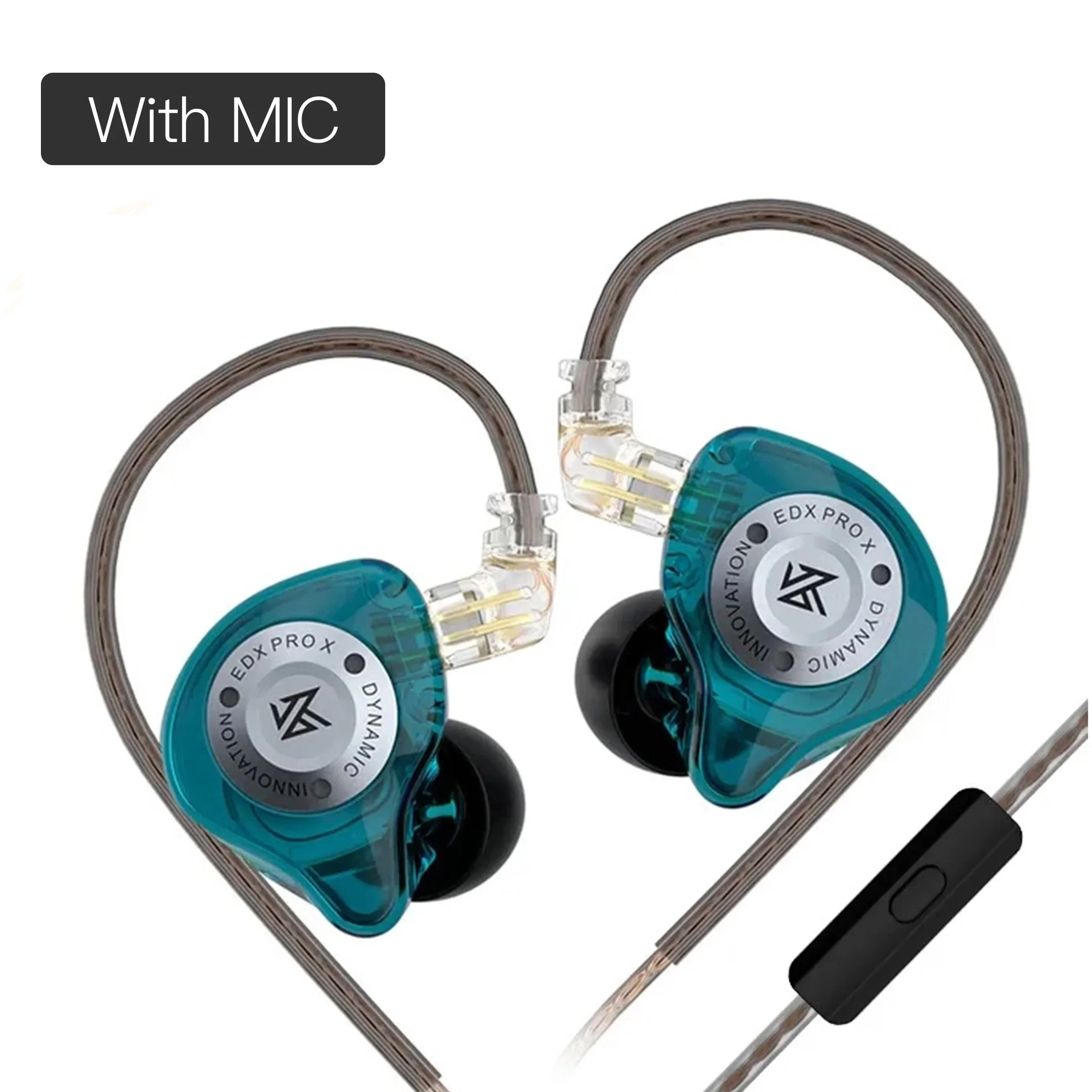 Auriculares KZ EDX PRO X con cable, auriculares con unidad dinámica, auriculares deportivos con cancelación de ruido de graves HIFI con micrófono KZ ZSN, auriculares EDC de música: Verde oscuro