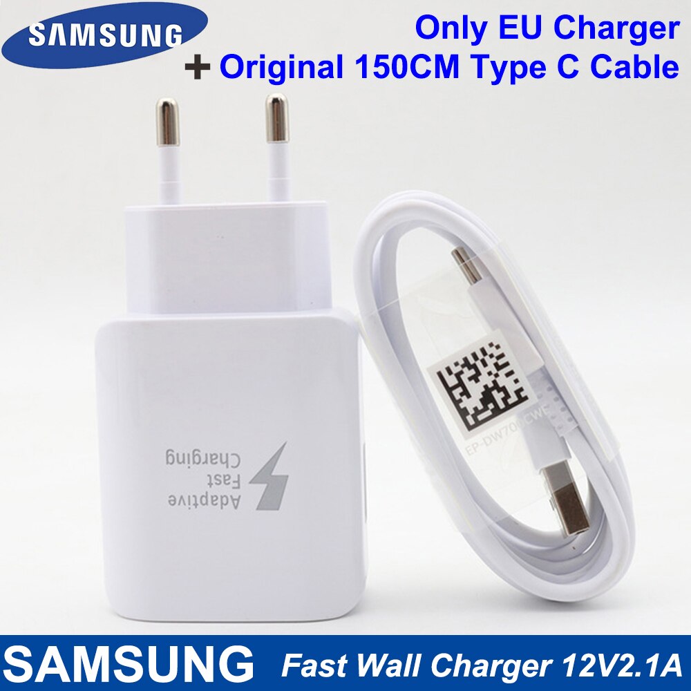 Samsung EP-TA300 EU Charger 25W 12V 2.1A Fast Wall Charger For Samsung Galaxy S10 S9 S8 Plus S7 Note9 8 7 FE Tab Note A S Series: Add 1.5M Type C Cabl