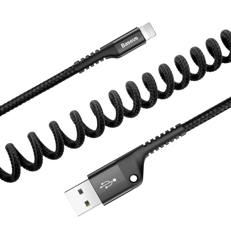 car spring retractable usb cable for iPhone 11 pro xs max xr 8 7 6s plus 5se ipad charger fast charging data for lightning cable