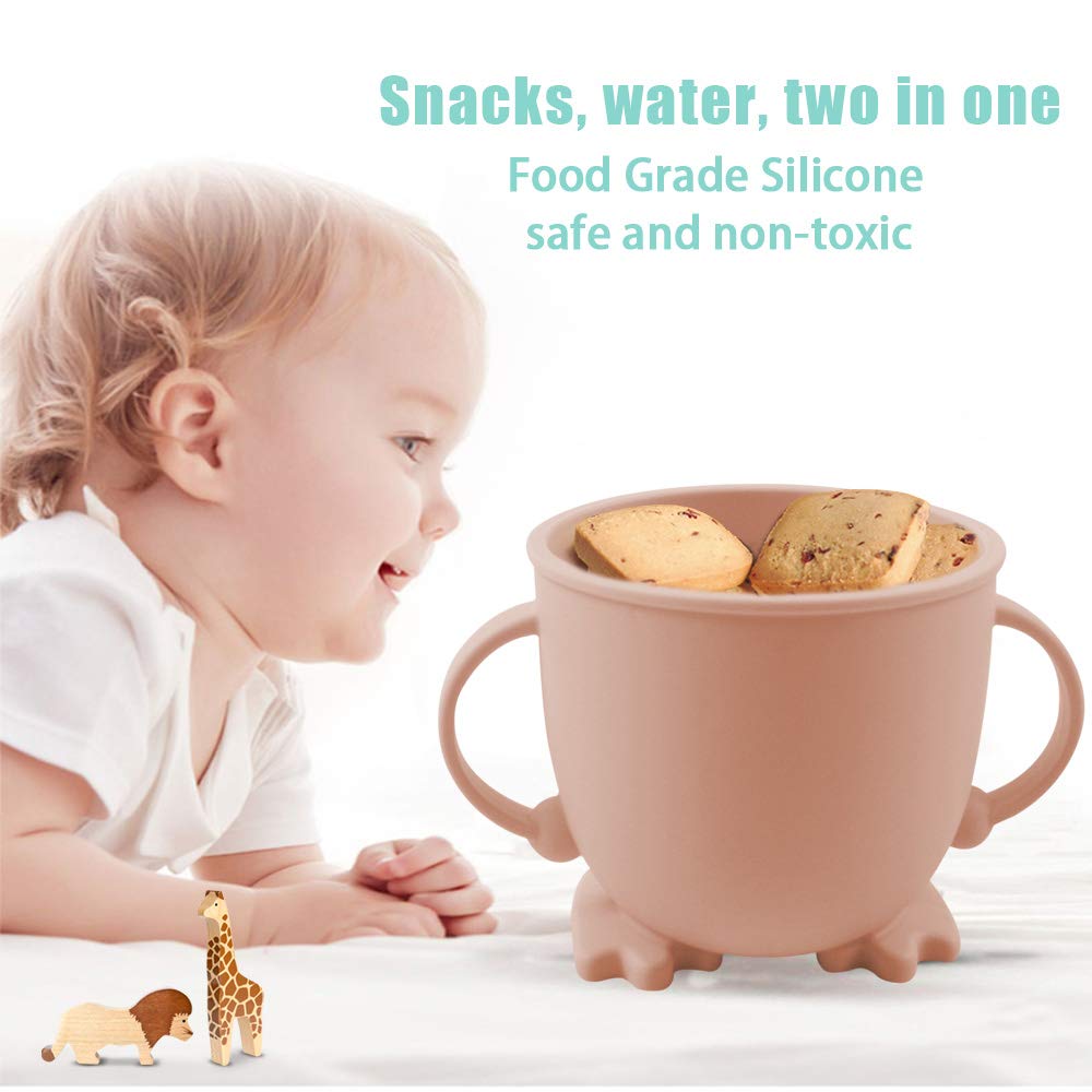 2-In-1 Snack Cup Babytraining Drinkbeker Siliconen Peuter Morsbestendig Sippy Cup Met Deksels Niveau Indicator baby Open Cup