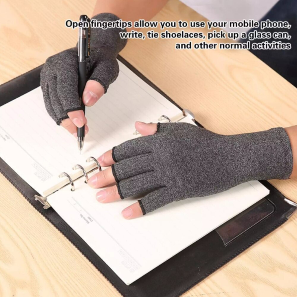 2PCS Compression Arthritis Gloves Joint Pain Relief Hand Gloves Cycling Half Finger Protective Motorcycle Fingerless Gloves