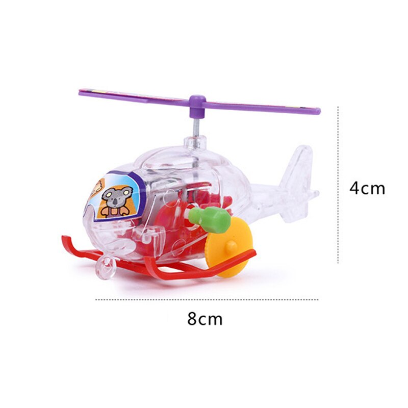 Og interessant wind-up urværk legetøj gennemsigtig mini flyvemaskine helikopter pull-back legetøj barn spædbarn gennemsøgning legetøj