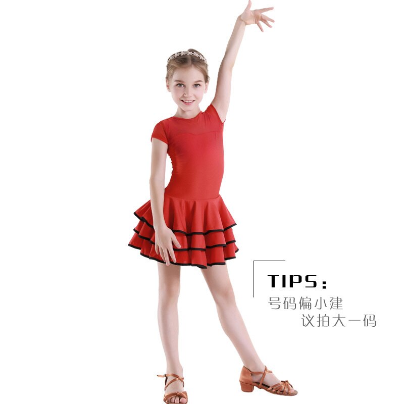 Vestido de baile latino de salón con volantes niña... – Vicedeal