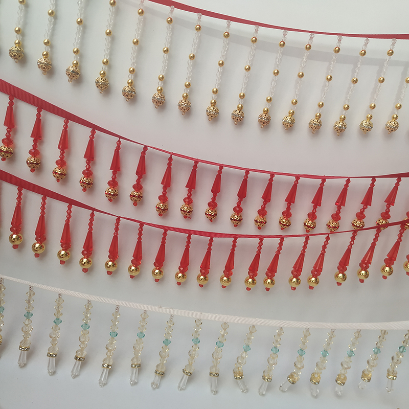 Cuentas de cristal de 2 yardas, adorno de encaje, borlas hechas a mano, sombreros con flecos, vestido de noche, ropa, Collar de puño de boda, Cheongsam decorativo