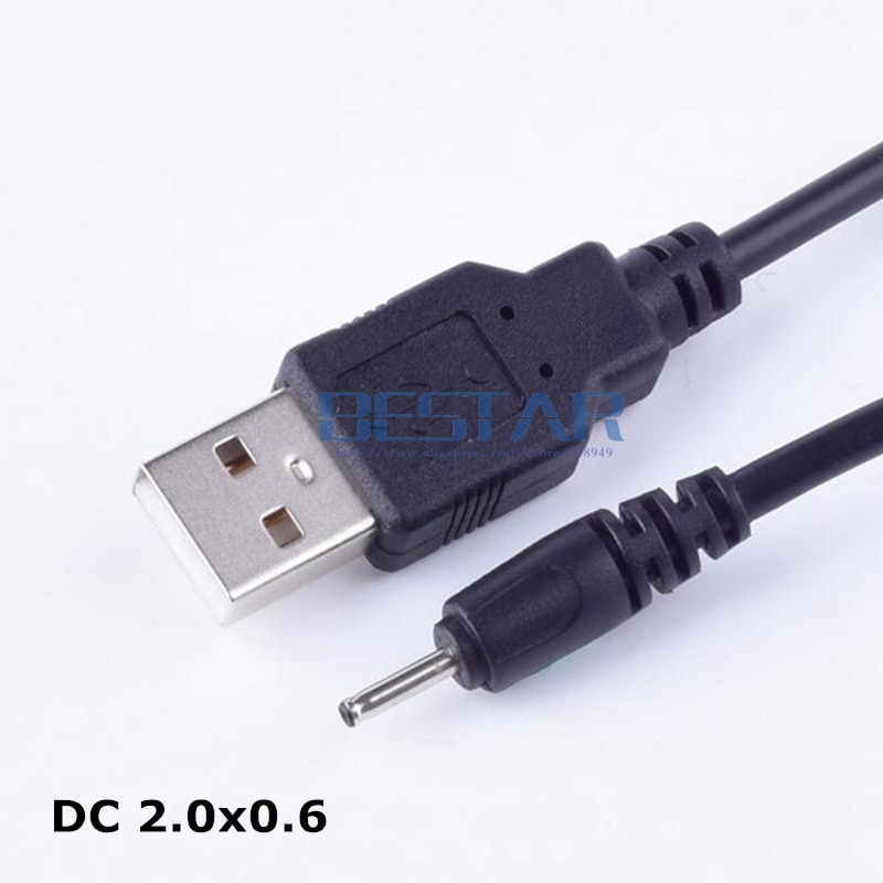 Zwart DC stekker USB Een DC 2.0mm x 0.6mm 5 Volt DC 2.0x0.6mm Vat Jack opladen Power Kabel lading adapter kabels 1 m 2A