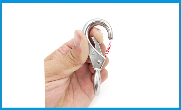 BSET MATEL Marine Grade 316 Rigid Loaded Fixed Eye Spring Clip Snap Hook Carabiner Marine Hardware Accessories for Boats Sailing