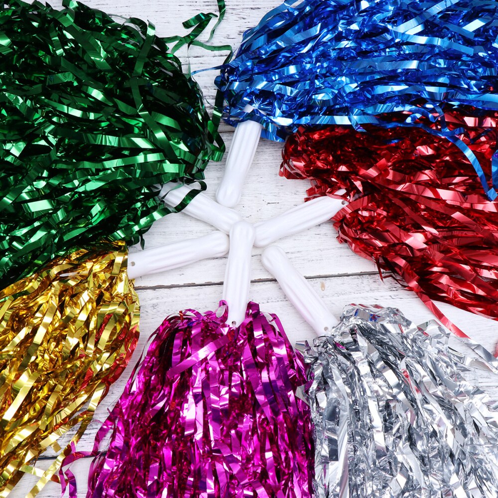 12PCS Straight Handle Colorful Cheer Poms Cheer Props for Cheering Performance