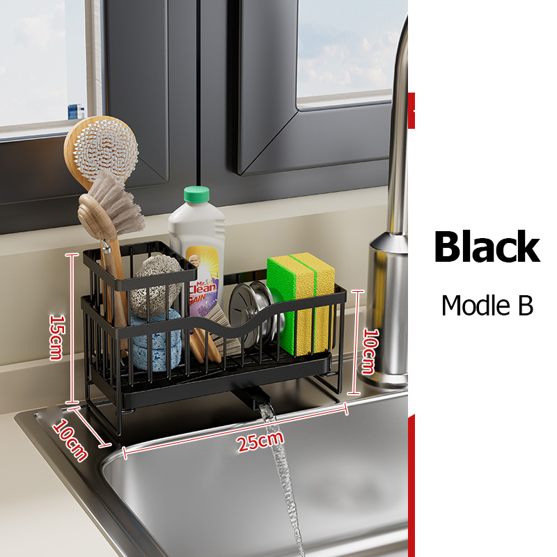 Kitchen Stainless Steel Sink Drain Rack Sponge Storage Holder Soap Drainer Towel Rack Shelf Organizer Kitchen Accessories Faucet: Dark Khaki
