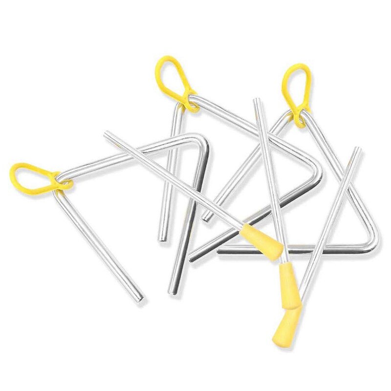 Music Triangle Instrument Set, Hand Percussion Triangle Children Musical Instrument with Striker 3 Pack Triangle 4 Inch