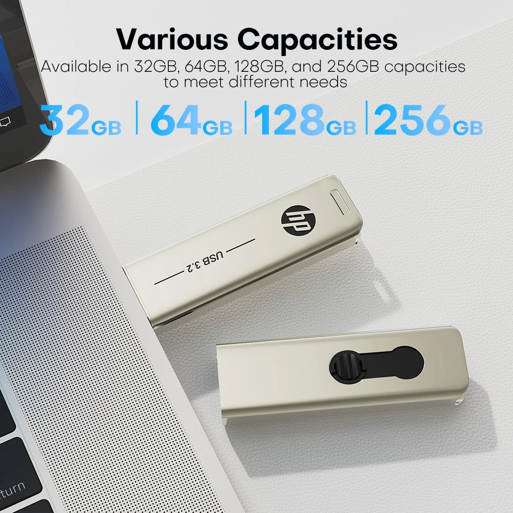 HP 32GB Flash Drive USB3.2 Disk 64GB 128GB 256GB Szybki zewnętrzny pamięć masowa Metal Pen Drive USB Sticks do komputerów stacjonarnych