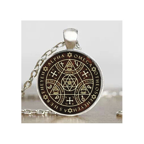 Sleutel van solomon sigil logo steampunk hanger vintage ketting dr die charm anitque keten 1 stks/partij vrouwen mode man bruiloft