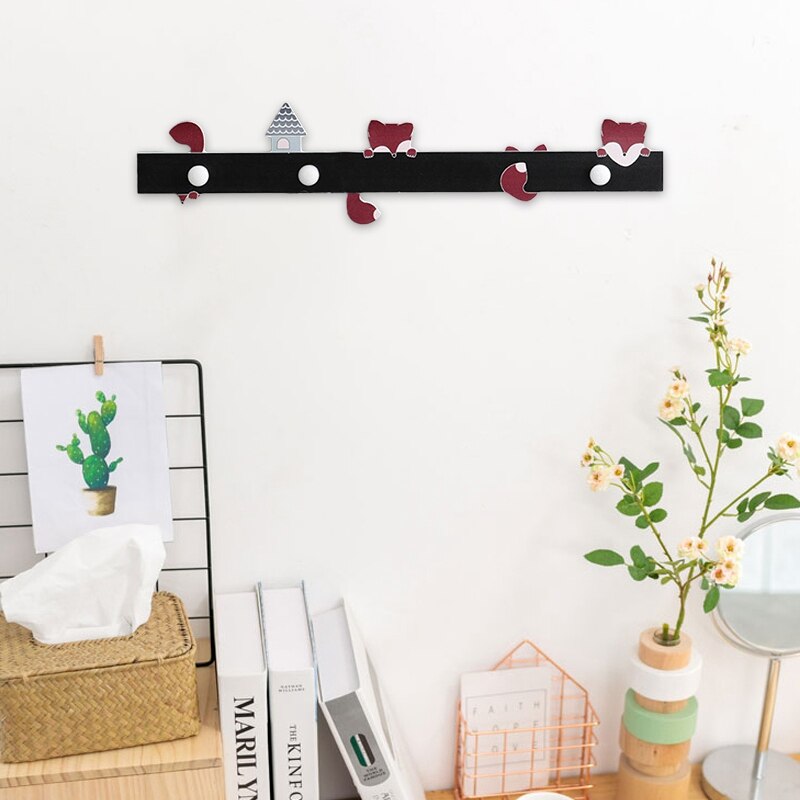 Casa decoração de madeira dos desenhos animados chave titular prateleiras parede casaco rack parede pendurado prateleira para crianças decoração do quarto cabide ganchos porta cabide