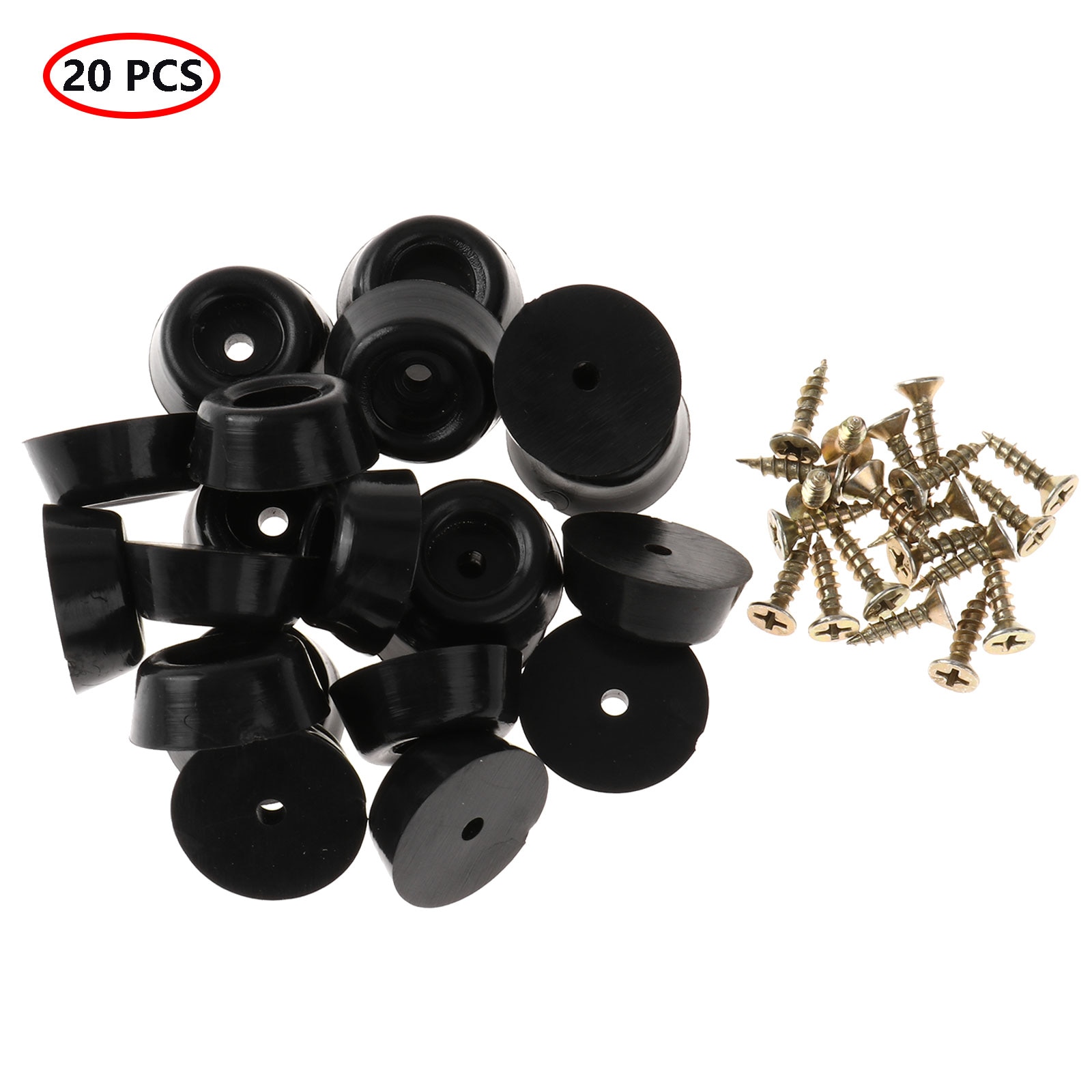 20 PVC Feet Pads Round Carpet Saver Chair Table Leg End Caps Glide Slider Gripper Anti Slip Furniture Mats Feet Cover with Screw: Black 1