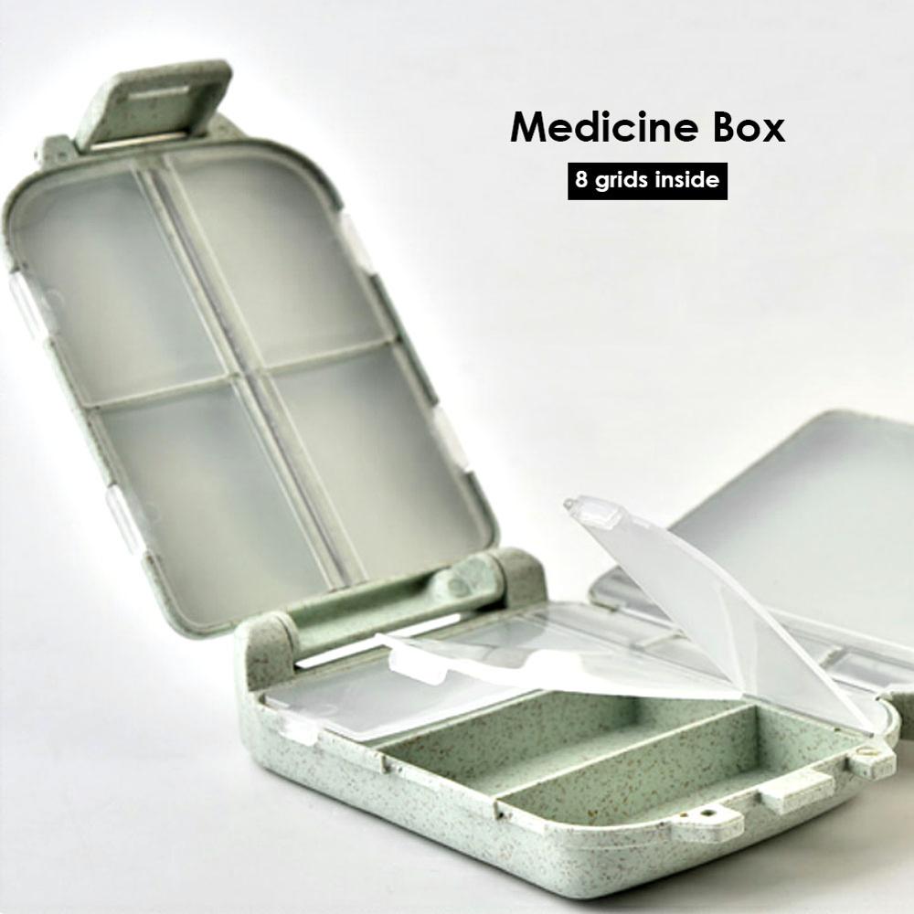 Mini pilleæske medicinæske 8 gitter rejse hjem pille opbevaringsbeholder rum sæt piller medicin adskillelse plejeværktøj