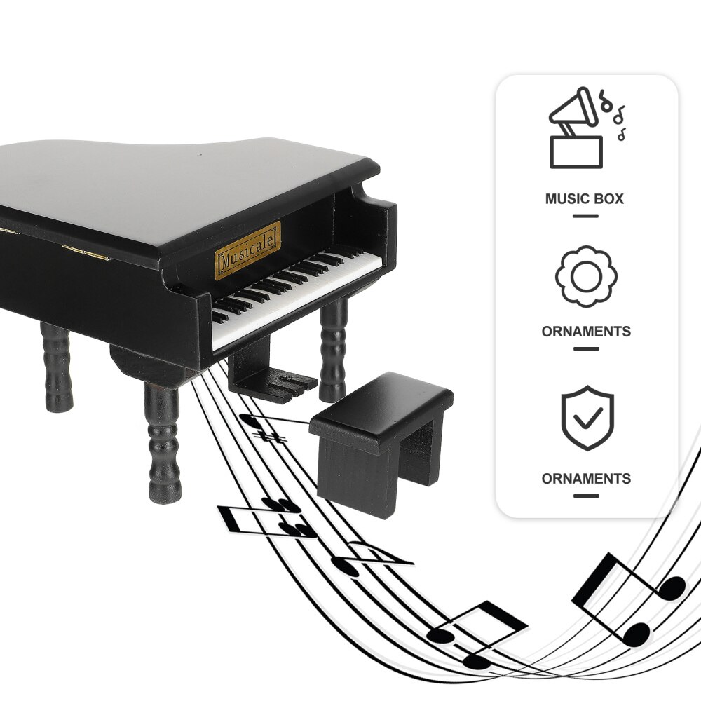 1Pc Desktop Piano Box Adornment Mini Wooden Piano Melody Box