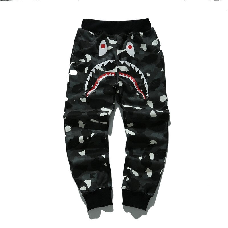 Harajuku, pantalones para correr con estampado de cabeza de tiburón, pantalones de chándal informales de otoño para hombre, pantalones de algodón para hombre, ropa deportiva, pantalones de Culturismo