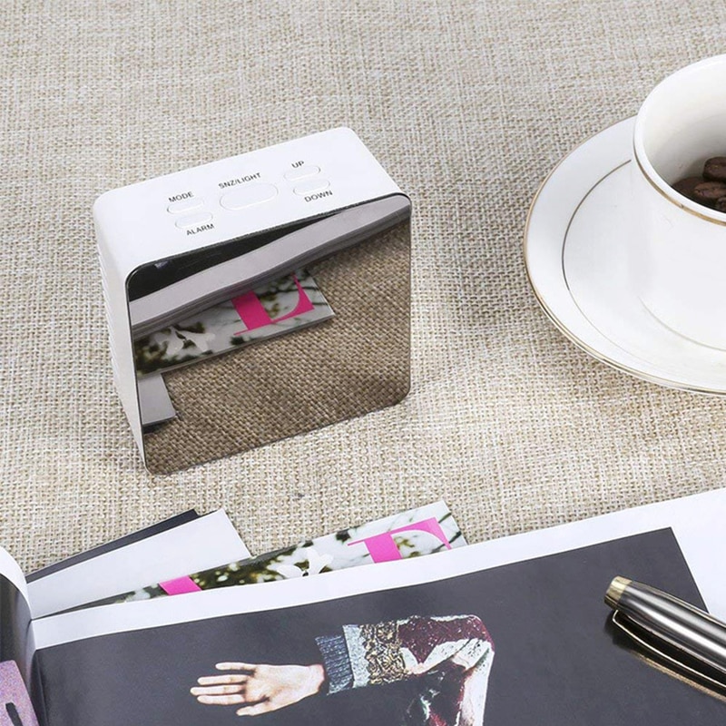 Mirror LED Clock LED Mirror Alarm Clock with Dimmer Snooze Temperature Function for Bedroom Office Travel Digital Home