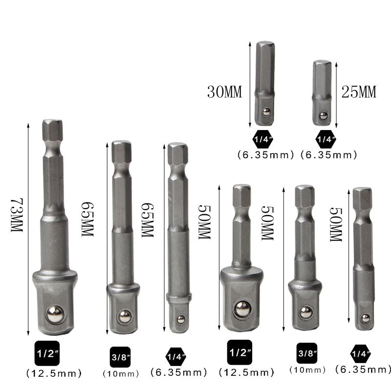 Drill Socket Adapter and Reducer Set Drive Socket Adapter Converter Reducer Air Impact Craftsman Socket: 8PCS long gray