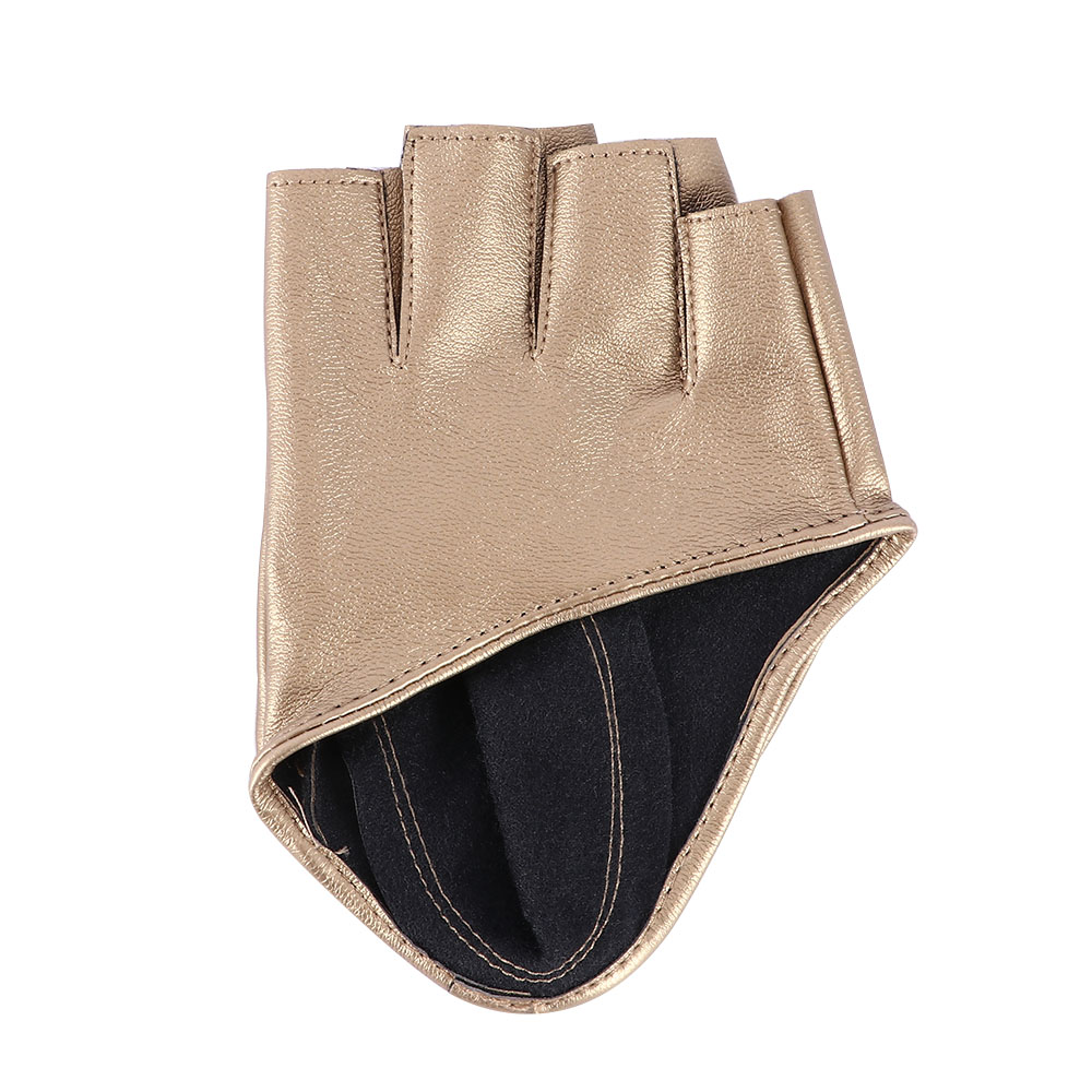 Women's Leather Gloves Half Palm Gloves Half Full Finger Driving Show Jazz Gloves Pole Dance Performance Gloves: 7