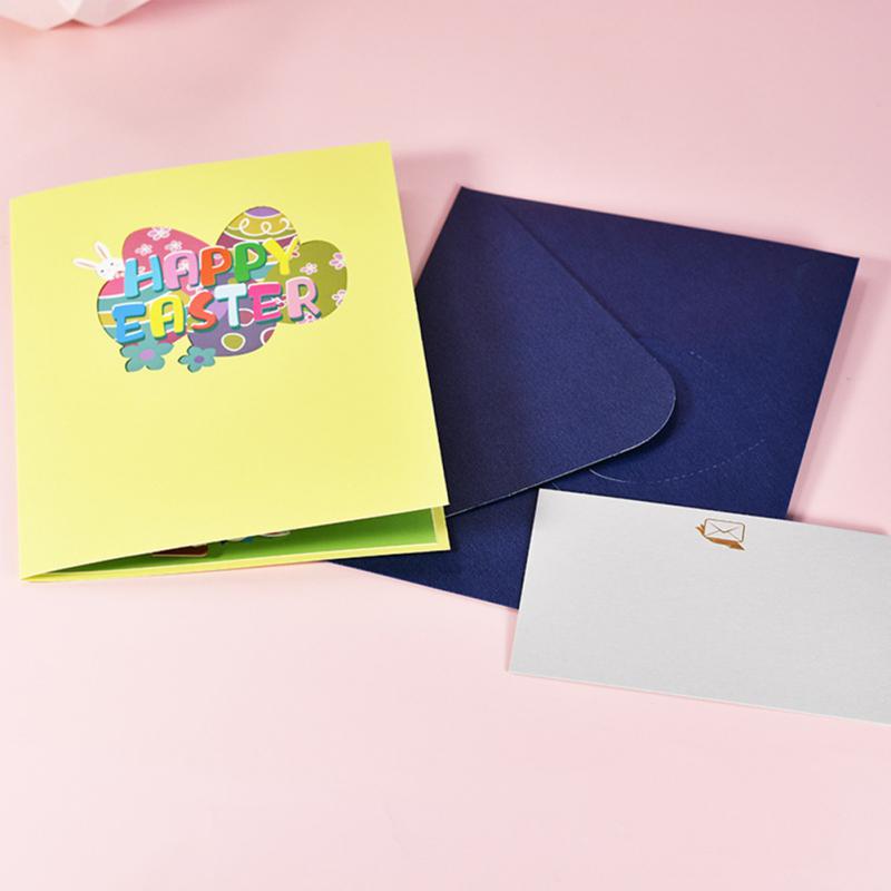 3D Happy Easter Greeting Card Personality Bunny Egg Flowers Basket 3D Three-dimensional Easter Blessing Cards For Kids Card