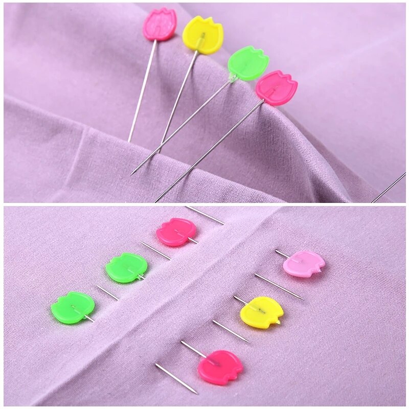 50PCS/box Stainless Steel Color Button Needle Pins Head Flat-head Sewing Pins DIY Clothing Fabric Dressmaking Sewing Supplies