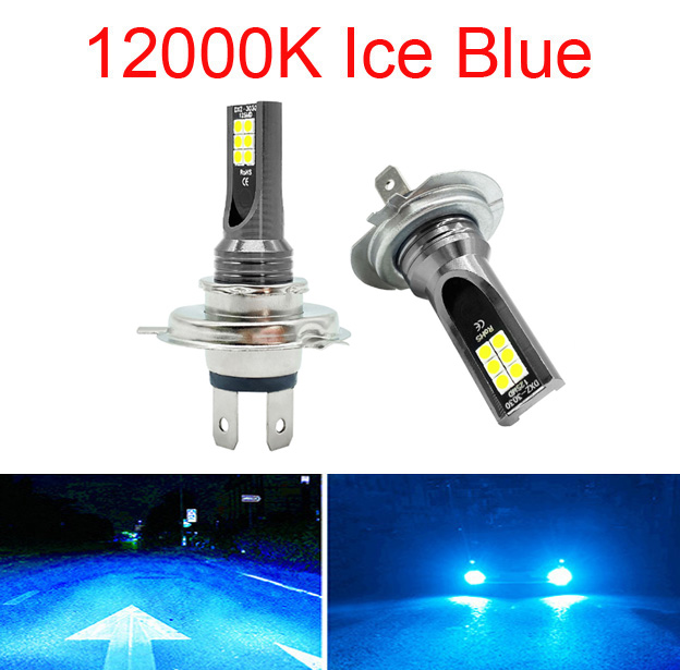 2Stck Super Helle H4 H7 LED-lampe Auto Scheinwerfer Motorrad H1 H3 H8 H9 H11 Auto Nebel Lampen 9005 9006 HB3 HB4 Licht 12v 24V 80W: Blau / H3