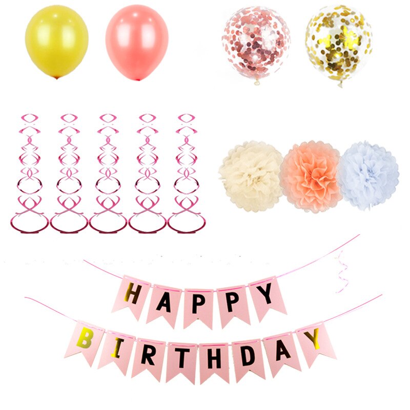 Birthday Party Suit Paper Flower Ball Letter Hanging Flag Birthday Party Arrangement 12-Inch Sequined Balloon