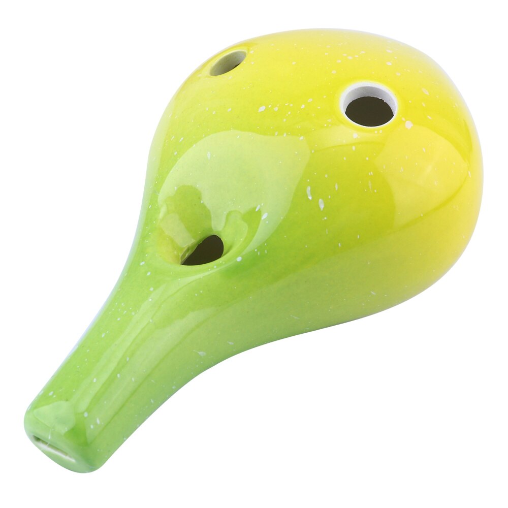 6 Hole Ocarina - Bottle Style Ceramic Ocarina - Beginner Musical Instrument: Yellow Green