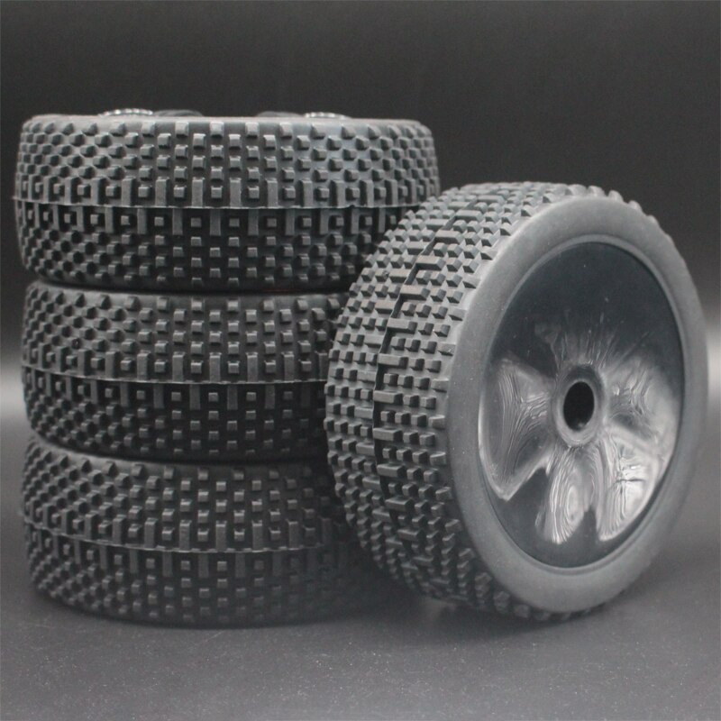 White Black Green Yellow Red RC 1:8 Off Road Car Buggy Rubber Tires & Plastic Wheel Rims HUB HEX: 81b-801-4