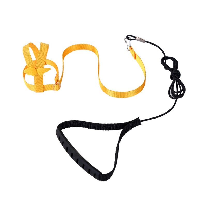 Cuerda de entrenamiento para loros voladores, kit de correa ajustable antimordedura para pájaros, con ala bonita, suministros de entrenamiento para loros y Mynah: YELLOW / M