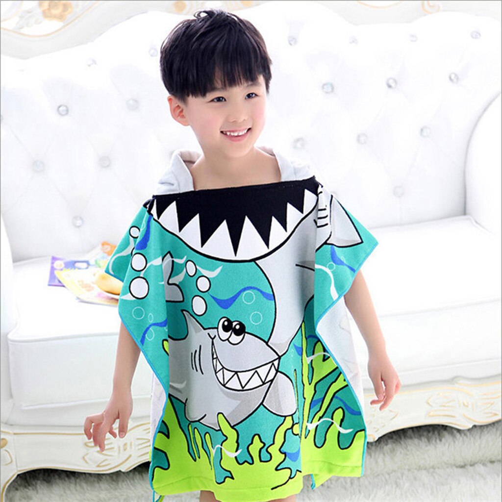 Magideal kinder surf-strandponcho mit kapuze, bademantel, pool- und badetuch mit niedlichen cartoon-motiven, blau und rosa, für jungen und mädchen