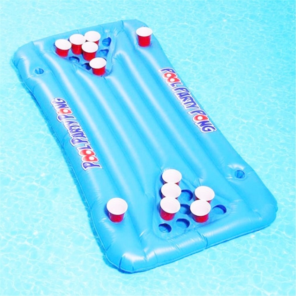 Gonflable bière Pong flotte Table piscine radeau salon PVC flottant radeau avec 24 porte-gobelets pour piscine partie jeu eau jouet