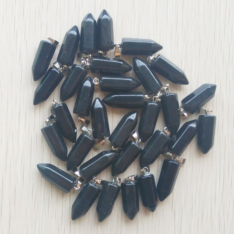 50pcs/lot bestselling good natural stone mix point pillar pendants for jewelry making: black onyx