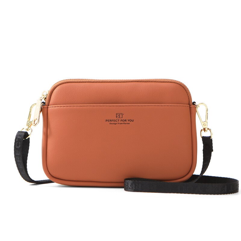 Frauen Leder Bote Taschen Frauen Handtasche Solide Dame Schulter Crossbody-tasche Geldbörse Brust Vielseitige Tasche Bolsa Feminina: Braun