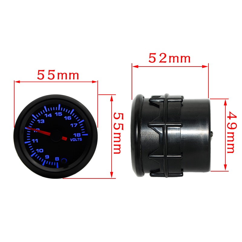 2" 52mm 7 Farben LED Schub/Wassertemperatur/Öltemperatur/Öldruck/Voltmeter/Luftkraftstoffverhältnis/ETT/Tachometer U/min Autoanzeige + Messgerät Hülsen