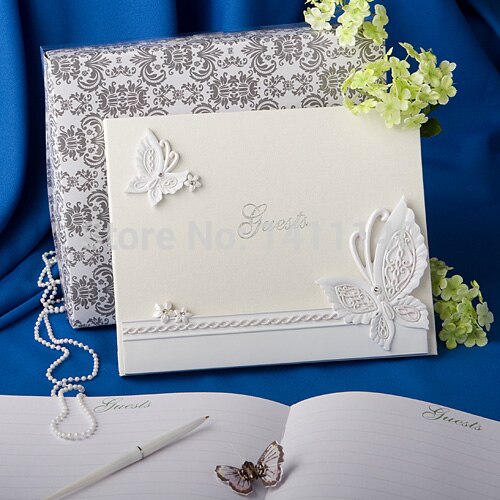 Jeu de stylos et livre d'or en forme de papillon, fournitures pour mariage avec
