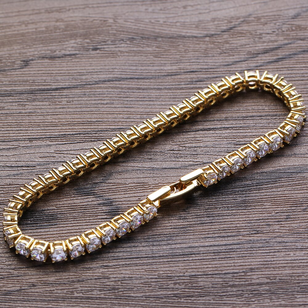 BB106-pulsera de tenis de latón para hombre, joyería de Hip hop, CZ, 3mm, 4mm, 5mm
