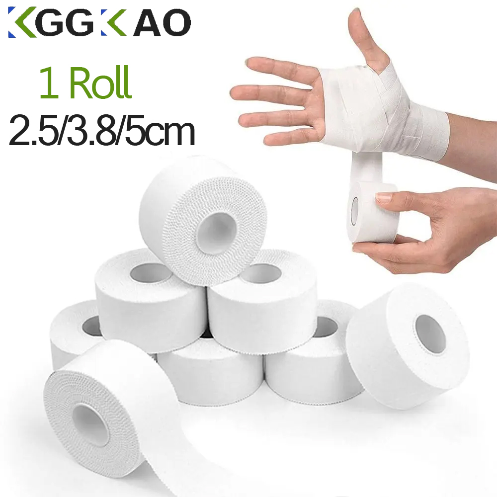 2.5/3.8/5cm 9,1 Meter Sport sportliche wasserdichte Baumwolle weiß Box Klebeband Belastung Verletzung Unterstützung Sport Binde verband
