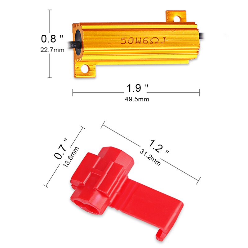 2x 12V Universal 50W 6 ohm Load Resistor LED Car Light Resistance Canbus Error Free Cancel Decoder Turn Signal Blinker Weerstand
